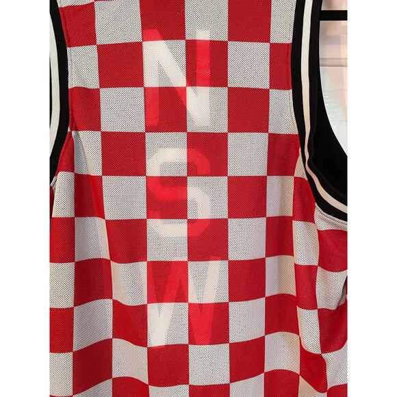 Nike NSW Reversible Tank Top Large Black Swoosh Red Check Mesh Jersey - Picture 6 of 10